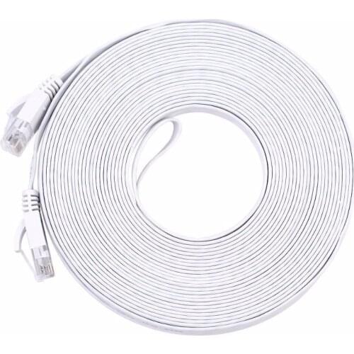 30M Pure copper wire CAT6 Flat UTP Ethernet Network Cable RJ45 Patch LAN cable white color