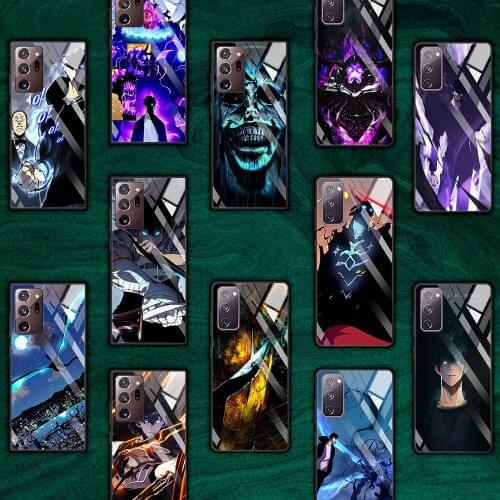 Glass Case For Samsung Galaxy S20 FE S21 Ultra S10 S9 Plus S8 Note 20 10 Lite Stylish Printing Phone Cover Anime Solo Leveling