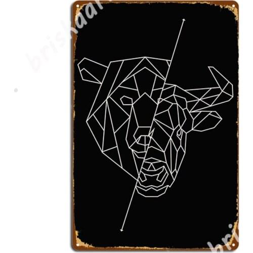 Stock Exchange Bear And Bull Metal Signs Club Bar Wall Decor Club Printing Tin sign Posters