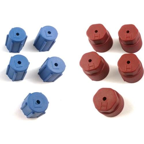 Universal 10Pcs Car A/C System Charging Port Service Cap R134a + High Low Side Caps (Red+ Blue) Automotive Air Conditioning Acce