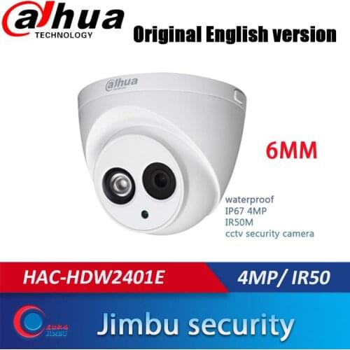 Dahua 4MP HDCVI Dome camera HAC-HDW2401E waterproof IP67 4MP IR50M cctv security camera optional 6mm or 3.6mm
