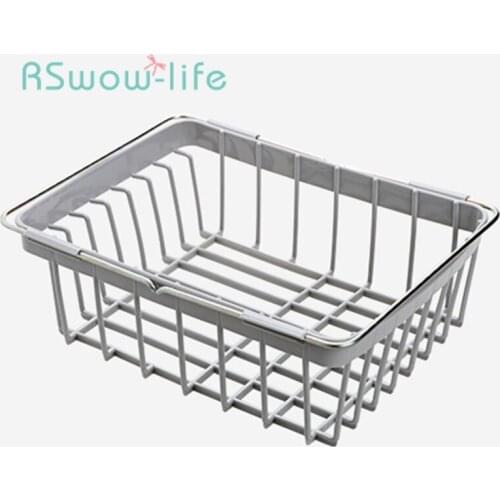Kitchen Sink Retractable Dish Rack Simple Drain Rack Cupboard Storage Rack Storage Basket Fruit Basket Kitchen Basket