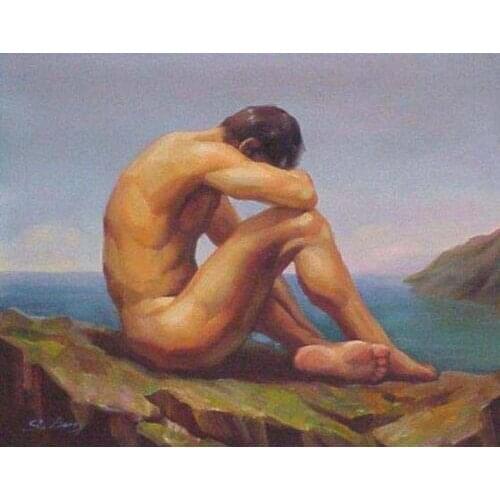 HIGH QUALITY PORTRAIT OIL PAINTING ON CANVAS NUDE MALE" 24"X36"