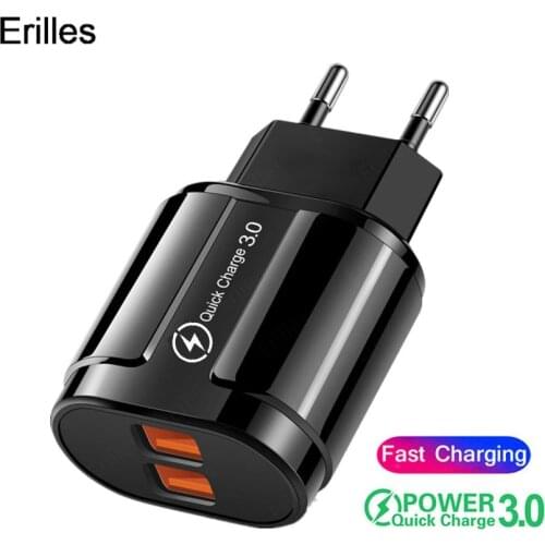 Quick Charge 3.0 Dual USB Charger For iPhone 12 Pro 11 Max X XR Fast Charger For Xiaomi Huawei Mate 40 Mobile Phone Chargers