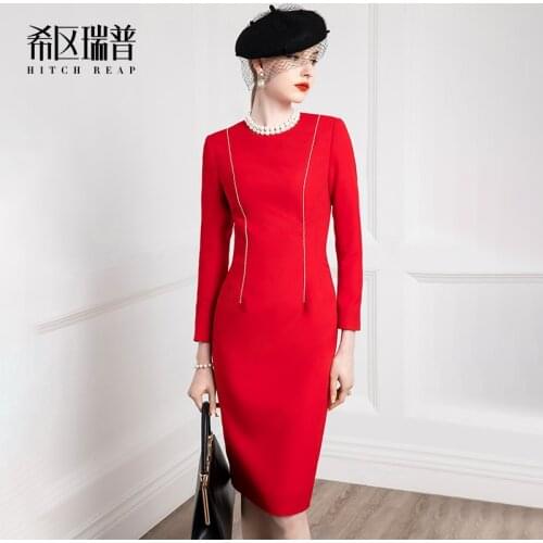 High End Retro Dress Womens Dress In Early Spring 2021 New French Style Celebrity Temperament Red Slim Dress