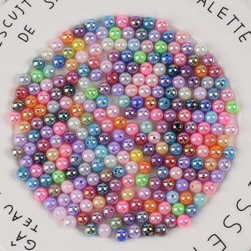 100Pcs/Lot 8-10mm Colour ABS Charms Round Acrylic Beads Loose Spacer Beads For Jewelry Making DIY Handmade Bracelet Accessories