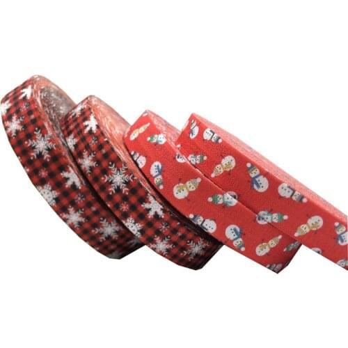 10Y 16mm Snowflake Lattice Printed Christmas Fold Over Elastic Bands DIY Crafts Strap Bracelet Accessories Party Decoration