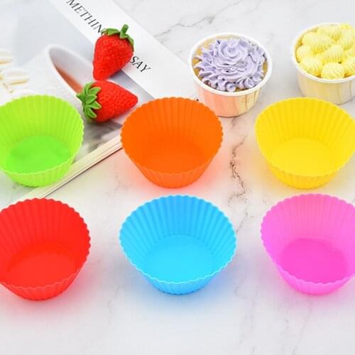 12pcs/Set Silicone Cake Mold Round Shaped Muffin Cupcake Baking Molds Kitchen Cooking Bakeware Maker DIY Cake Decorating Tools