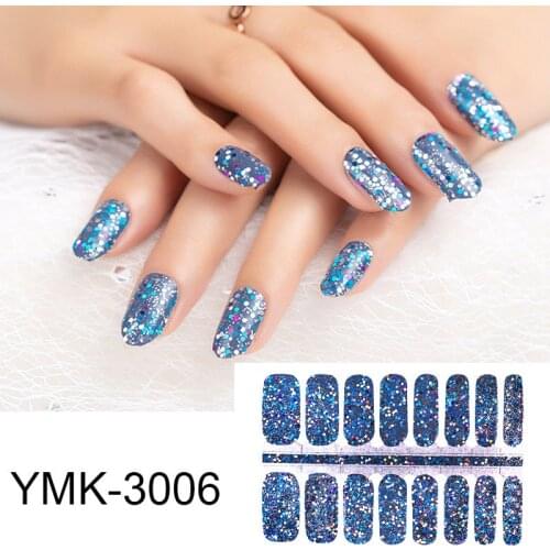 16tips/sheet Glitter Sequins Nail Wraps DIY Polish Sticker Strips Adhesive Shine Nail Art Stickers Manicure for Women Girls Gift