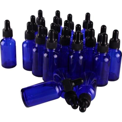 24pcs 30ml 1OZ Empty Cobalt Blue Glass Dropper Bottle with Pipptte for essential oils aromatherapy liquid