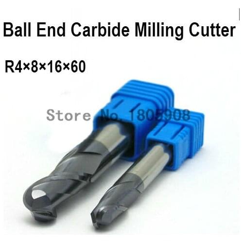 2F-R4.0*8*16*60,Spiral Bit Milling Tools, Carbide Ball Nose End Mill, the lathe tool,boring bar,cnc,machine
