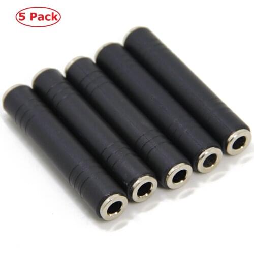Ancable 5-Pack Coupler 6.35mm TS TRS Female to Female Barrel Plastic Stereo Cord Extender for PA Speaker/Microphone/Patch Cables