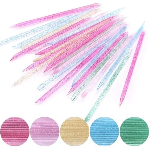 50/10Pcs Reusable Double Nail Art Cuticle Pusher Cuticle Remover Tool Nail Crystal Stick Pedicure Care Nails Manicures Tools
