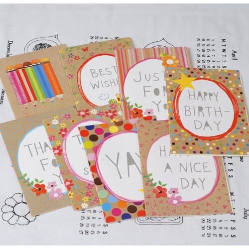 ENO Greeting Birthday Party Supplies Cute Kids Birthday Cards Coloarful Paper Happy Birthday Greeting Cards
