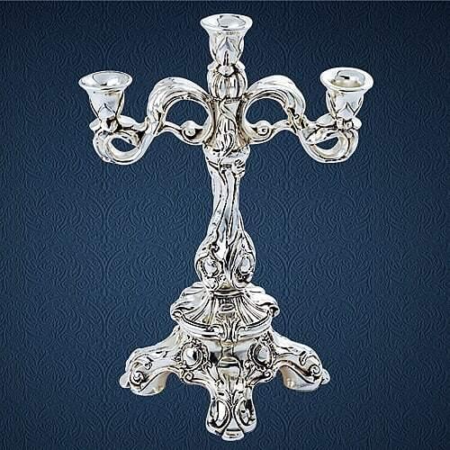 925 Sterling Silver Plated 3 BAROQUE CANDLES
