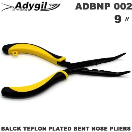 Adygil 9 inch Black Plated Bent Nose Pliers With Fishing Lanyards And Sheath ADBNP 002 Size 9 inch 3 pcs / lot