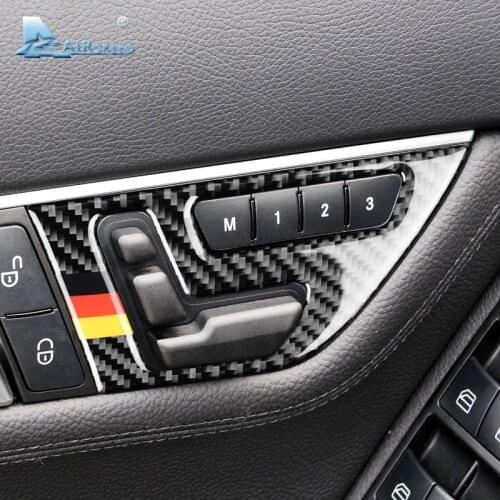 Airspeed Cabon Fiber for Mercedes Benz C Class W204 Accessories Seat Adjust Button Switch Panel Cover Trim Stickers Interior