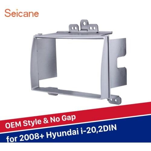 Seicane 2 Din Car Radio Fascia For 2008+ Hyundai i-20 Silver DVD Multimedia Player Dashboard refitting Frame Cover Kit Panel
