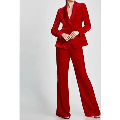 Velvet Suits For Women Notch Lapel Jacket+Pants Women Business Suits Women Pantsuit Office Style Female Trouser Suit Custom Made