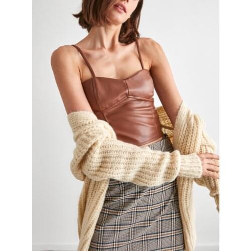 Strappy Blouse High Street Slim 100 cotton Two color new season women bustier blouse