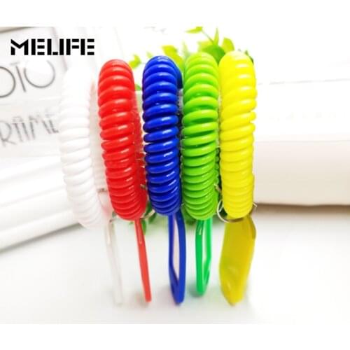 MELIFE 5 PCS/LOT ID Bracelets Plastic Climbing accessories Wrist Band Key Fobs Stretchy Coil Name Cards ID Tag Bracelet Girls