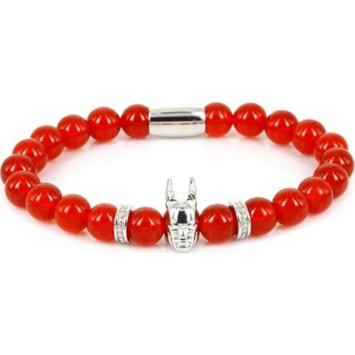 Roman Knight Charm Stone Bracelets Simple Design Natural Red Female/Statement Stone Beads Bracelet Women and Men Jewelry
