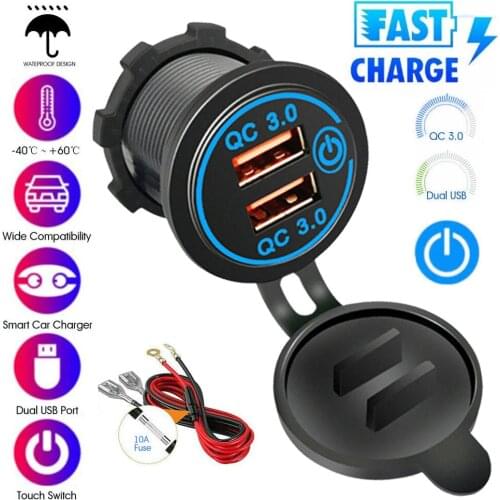 12v Car Cigarette Lighter Socket Dual Qc 3.0 Usb Port Fast Charger Power Adapter Car Electronics Accessories Charger For Auto