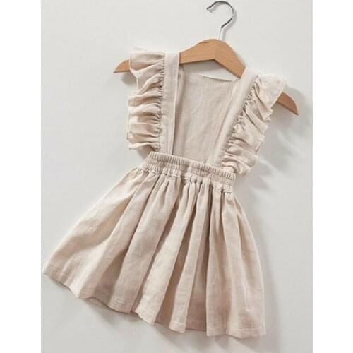 Toddler Baby Girl Dress Clothes Ruffle Sleeve Dress Solid Sleeveless Sundress Summer Outfit Kids Children 1-6years