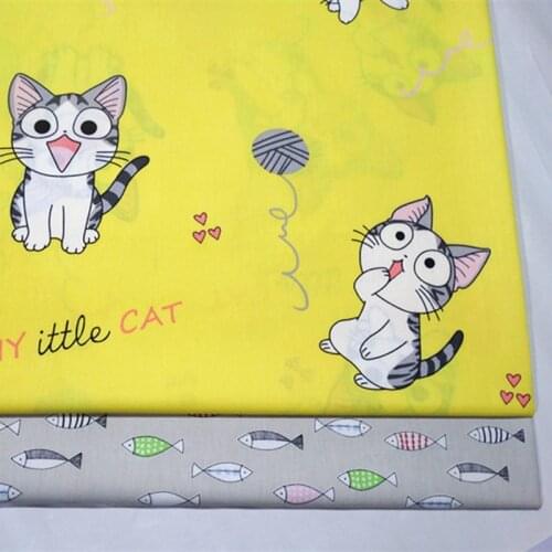 Lovely Cat Cotton Fabric printed Cotton Fabric for baby bag handmade dress cloth