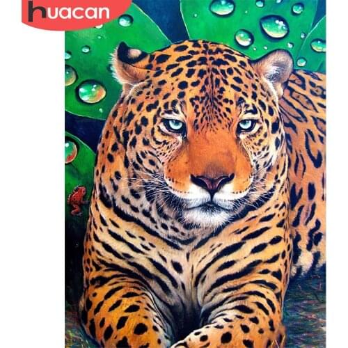 HUACAN Full Square/Round 5d Diamond Painting Leopard DIY Diamond Embroidery Animal Handicraft Home Decor Wall Art