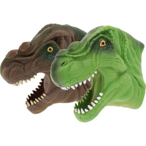 2pcs Dinosaur Head Hand Puppet Figure Toy Gloves Tyrannosaurus for Children