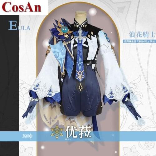 Hot Game Genshin Impact Eula Cosplay Costume Lovely Handsome Combat Uniform Unisex Activity Party Role Play Clothing Custom-Make