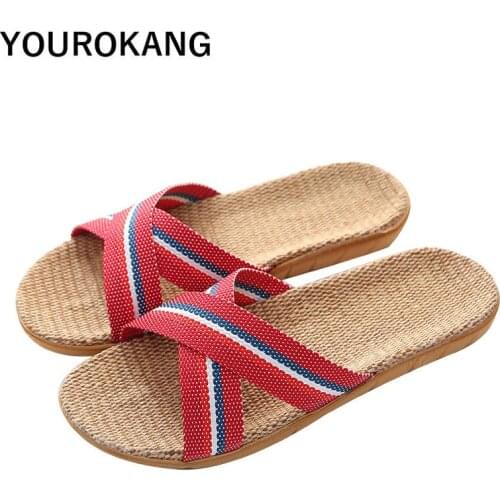 Floor Men Home Slippers Summer Men Breathable Shoes Outside Flax Unisex Couple Bedroom Shoes Linen Male Bathroom Slippers 2020