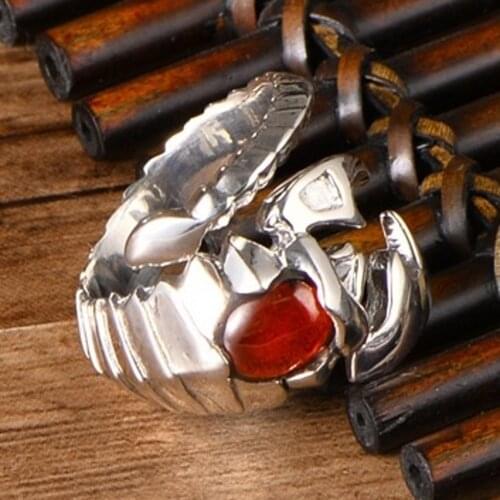 New 925 sterling silver jewelry inlaid with garnet domineering personality scorpion king s925 silver scorpio man ring