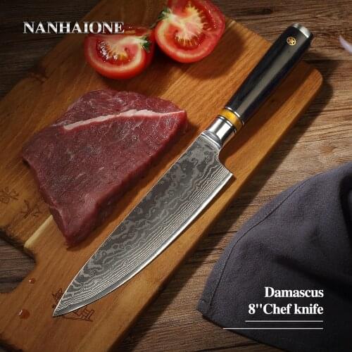 NANHAIONE 8" Damascus Stainless Steel Chef Vegetable Fruit Cutter Sharp Meat Chopper Food Slicer Knife Kitchen Tool CL111