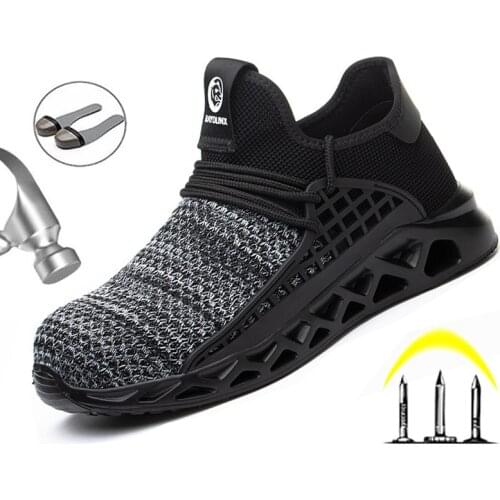 New Men Puncture-Proof Safety Shoes Anti-smash Work Shoes Fashion Work Sneakers Indestructible Work Boots Steel Toe Safty Shoes