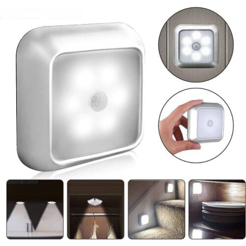 Night Light Smart 6Leds Motion Sensor LED AAA Battery Powered Lamps Operated WC Bedside Lamp for Room Hallway Pathway Toilet