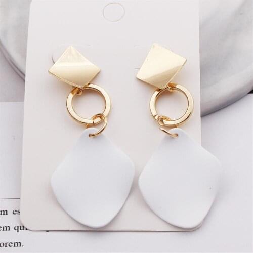 2019 New Statement Earrings Green White Red Geometric Drop Earrings for Women Punk Metal Earring Trendy Jewelry Elegant
