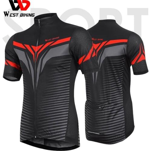 WEST BIKING 2021 New Summer Cycling Jersey Team Racing Sport Bike Breathable Shirt Mens MTB Bicycle Wear Short Cycling Clothing