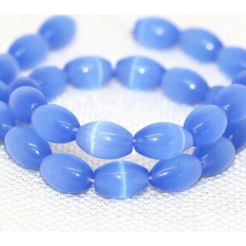 New arrival special design light blue 8*12mm rice Mexican opal cat eyes loose beads factory price jewelry making 14inch B1571
