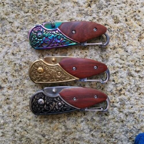 5.3" Knives wooden handle 3Cr13Mov blade outdoor survival folding knife camping picnic fishing mountaineering tools