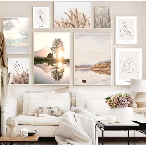 Scenery Picture Canvas Painting Landscape Grass Abstract Figure Wall Art Poster and Print for Modern Art Home Living Room Decor