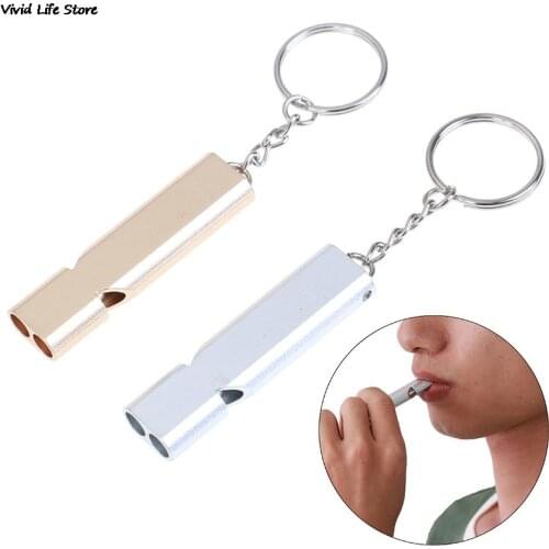 Mini Portable 150db Double Pipe High Decibel Outdoor Camping Hiking Survival Whistle Double-frequency Emergency Whistle Keychain