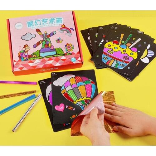 Rainbow Colorful DIY Magic Transfer Sticker Art Craft Scraping Painting Toys for Kids Handmade Educational Puzzle Toy Gifts