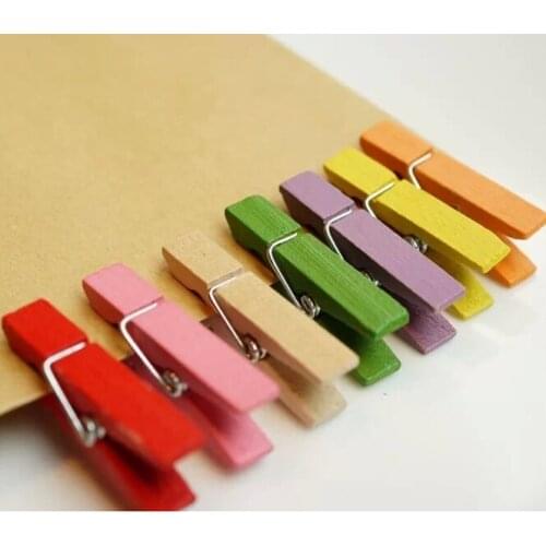 Hot sale 20PCS/lot 3.5cm Wood Clips Random Mini Colored Spring Photo Paper Peg Pin Clothespin Craft Clips Party Decoration Jz001