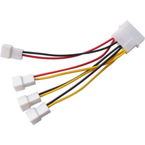 Adjust speed 4x3Pin Fans to D type 4Pin Molex Power Y-Splitter Cable 12v/7v/5v NEW
