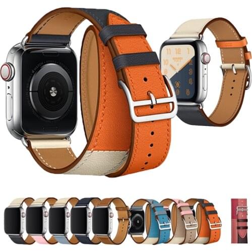 Strap for apple watch Band SE 6 band 44mm 40mm 42mm 38mm Genuine leather strap watchband for iwatch 5/4/3/2 bracelet Accessories