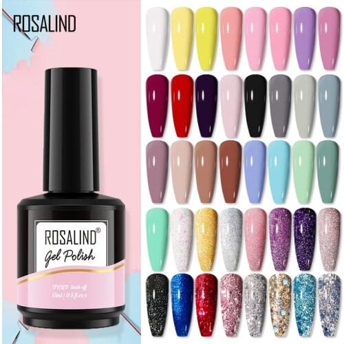 ROSALIND 15ML Gel Nail Polish All For Manicure UV LED Cured Big Bottle Gel Polish Soak Off Nail Art Base Top Hybrid Varnishes