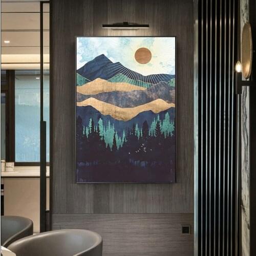 Nordic Abstract Sunrise Sunset Canvas Painting Landscape Posters and Print Minimalist Wall Art Pictures for Living Room Decor