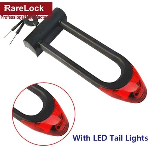 Steel Antitheft U Padlock Bicycle Mountain Vehicle Motorcycle Locks Super B With LED Tail lights Rarelock a